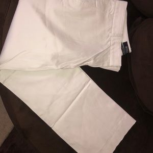 White slacks, recently dry cleaned